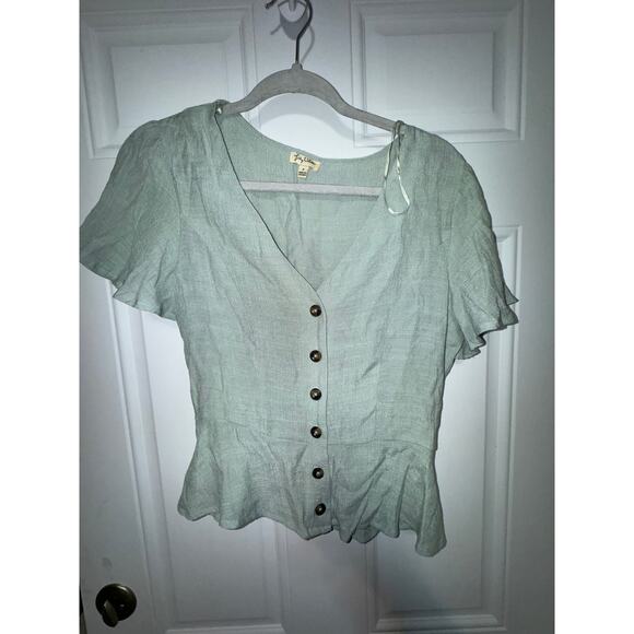 Lily White Peplum Blouse Size S - Picture 1 of 3